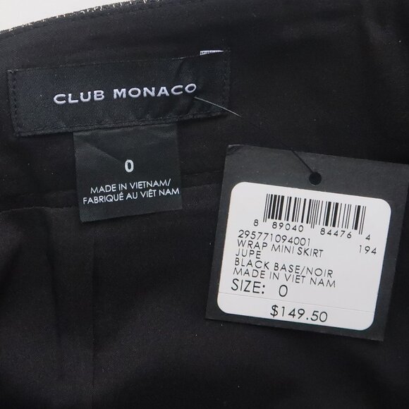 NEW Club Monaco Tweed Faux Wrap Mini A-line Belted Skirt Size Office Preppy Sz 0 - Picture 3 of 8